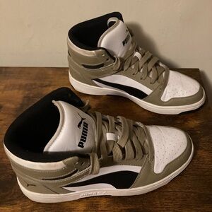 Puma Men's Khaki and White High-Top Sneakers